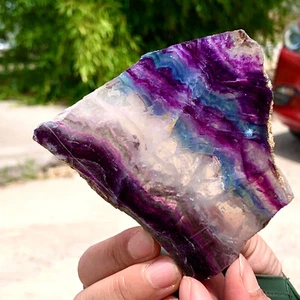 Fetta di cristallo fluorite arcobaleno bellezza naturale 145G esemplare di quarzo grezzo - Foto 1 di 17
