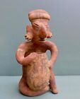 Nice statue of a sitting figure with a large vessel Nayari Mexico 200 BC-300 AD