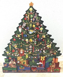 Byers Choice Christmas Tree Advent Calendar, 20" Wooden With Doors, Includes Box - Picture 1 of 14