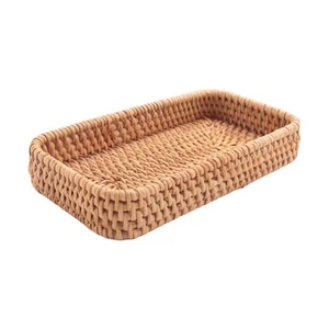 Hand-Woven Storage Basket Rattan Storage Tray Wicker Baskets Bread Fruit5527 - Picture 1 of 7
