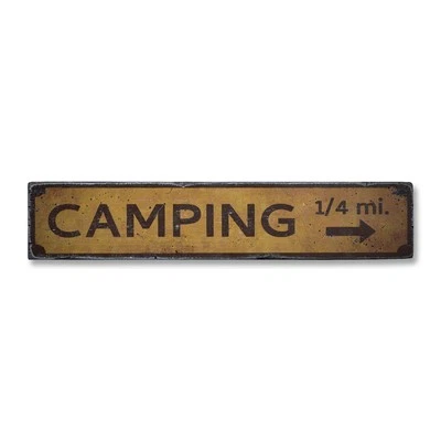 Camping Mileage Arrow, Custom Location - Rustic Distressed Wood Sign - Image 1 of 2