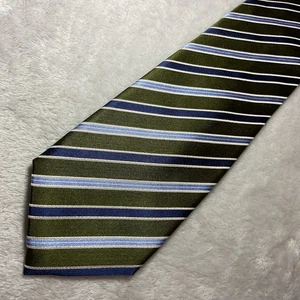 Countess Mara Silk Tie Crown Logo Green Blue Repp Tie Diagonal Stripe - Picture 1 of 7