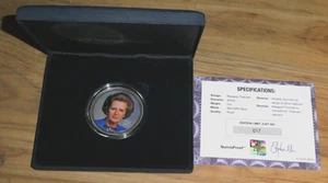 Numisproof Margaret Thatcher coin, 2 troy oz (62g) sterling silver proof, cased - Picture 1 of 6