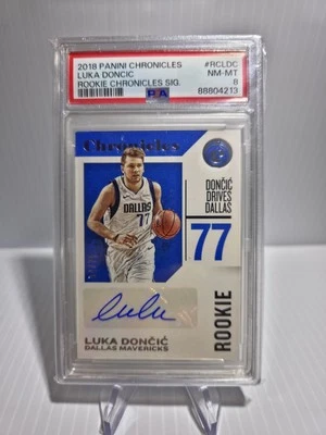 2018 Panini Chronicles  Luka Doncic RC Chronicles Signatures. /75 PSA 8 - Image 1 of 3
