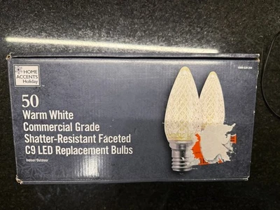 Warm White Commercial Grade Shatter-Resistant Faceted C9 Replacement Bulbs 50-Pk - Image 1 of 4