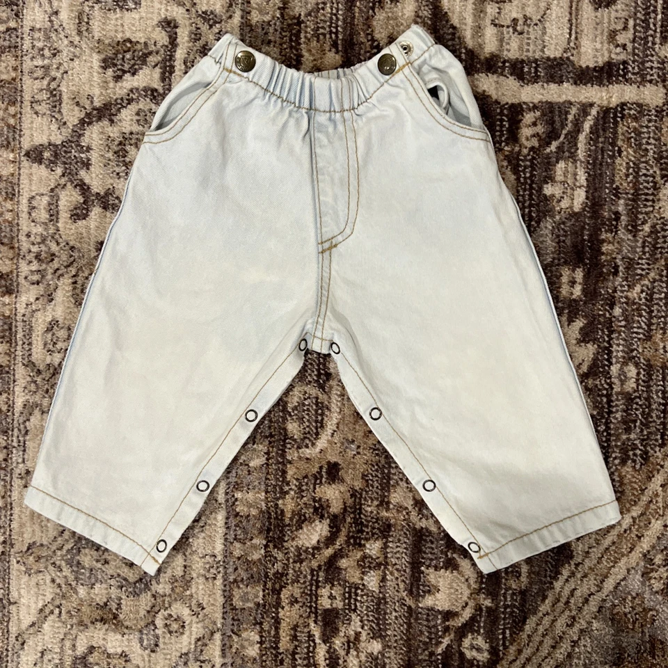 Jeans retro vintage para bebé niña Guess lavado ligero pierna a presión cintura ajustable Y2K Foto 1 de 4