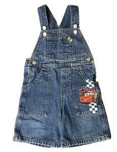 Vintage Disney Cars Bibs Overalls Boys 2T Lightning McQueen Racer 95 - Picture 1 of 8