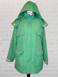 Vtg Woolrich Nylon Parka Jacket Womens LG Green Outdoor Chore Coat Outdoors Gorp - Picture 1 of 13