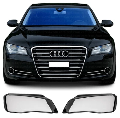 PAIR Headlamp GLASS Headlight LENS front SET for Audi A8 D4 2010-2013 - Image 1 of 4