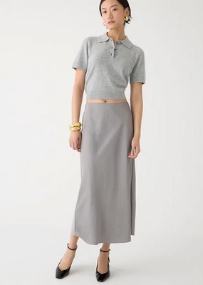 NEW J. CREW $98 VINTAGE DOVE SATIN GWYNETH SLIP MIDI SKIRT SZ S SMALL - Image 1 of 4