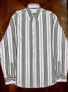 BURBERRY London Heritage Long Sleeve Dress Shirt Sz Large Blue/Black/Red Striped - Picture 1 of 5