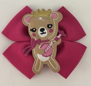 Gymboree Sweet Music Hair Clip Bow Teddy Bear Crown Pink - Picture 1 of 3