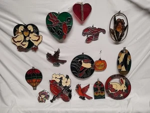 Clored Glass Sun Catchers Acrylic Hanging Birds Religious Floral lot of 15 - Picture 1 of 17