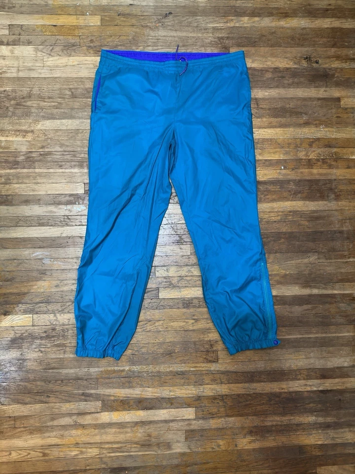 Vintage Columbia Mens Nylon Track Pants Windbreaker Large Ankle Zips Aqua Blue - Image 1 of 4