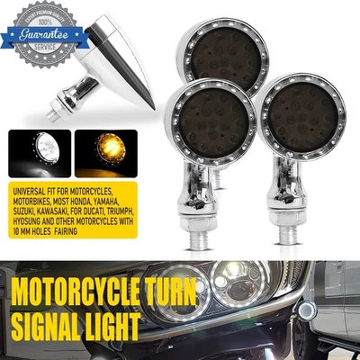 4X Luz intermitente LED cromada bala para motocicleta blanco/ámbar para Harley Foto 1 de 4