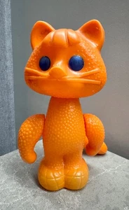 Vintage Soviet USSR Mid Century Blow Plastic Orange Cat Doll Decor Toy - Picture 1 of 6