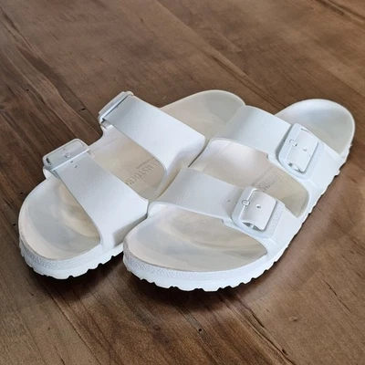 Sandalias Birkenstock Arizona EVA blancas sin cordones zapatos talla EU 38 L7/M5  Foto 1 de 4