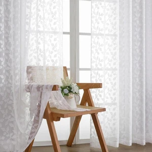 Tende Bianche Trasparenti 84 Pollici Lunghezza Set 2 Pannelli, Filtro Luce Testo Trapuntato... - Foto 1 di 9