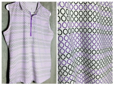 Camiseta sin mangas Jofit para mujer XL blanca púrpura geométrica sin mangas cremallera ropa deportiva Foto 1 de 4