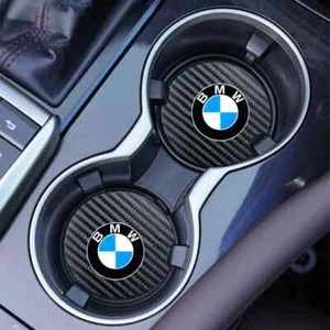2 Pcs Carbon Fiber Texture Car Cup Holder Coaster Anti-slip Mat for M Car New - Foto 1 di 6
