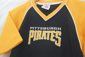 Vintage Pittsburg Pirates Jersey Youth XL Black Yellow True Fan Pull Over #819 - Picture 1 of 15