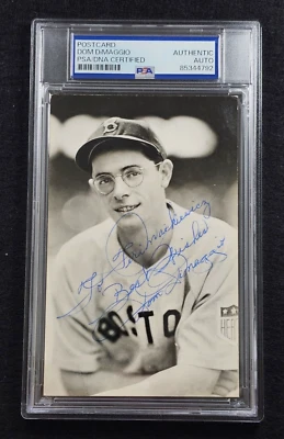 DOM DIMAGGIO Signed Real Photo Postcard-BOSTON RED SOX-PSA - Image 1 of 4