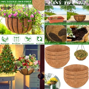 6Pcs 14 Inch Coconut Liners for Planters round Hanging Basket Liners 100% Natura - Picture 1 of 10