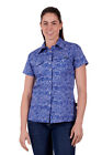 Womens Sheilah Short Sleeve Shirt, Blue/White,Wrangler