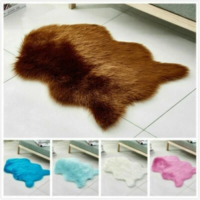 Kunst Wolle Fell Teppich Rutschfest Wohnzimmer Flauschig Teppiche Fußmatte Weich - Bild 1 von 4