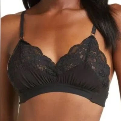 NWT FREE PEOPLE x WE ARE HAH Lounge Bralette Bra Black Lace Size Medium - Image 1 of 4