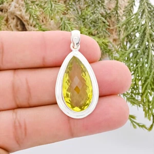 Regalo de aniversario para esposa cuarzo limón natural 925 plata maciza piedras preciosas joyería - Imagen 1 de 5