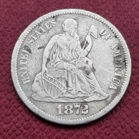 1872 S Seated Liberty Dime 10c Better Grade VF - XF Details #50964 Cover