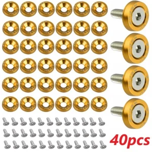 40pcs Gold Billet Aluminum Fender Bumper Washer Bolt Engine Bay Dress Up Kit - Foto 1 di 14