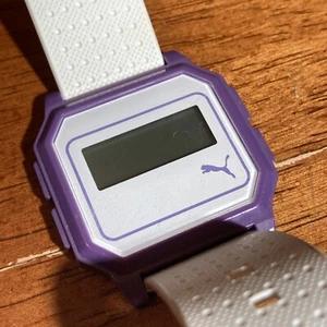 Vintage Puma LCD Unisex Sportuhr lila mit weißem Band funktioniert - Bild 1 von 9