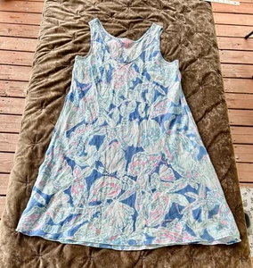 LILLY PULITZER-PATTERSON KLEID 20982 Into The Blue Gr. M ärmellos Leinen - Bild 1 von 6