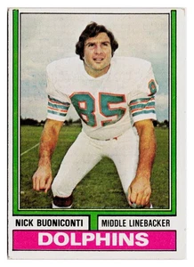 Nick Buoniconti 1974 Topps #505 Miami Dolphins muy bueno - Imagen 1 de 2