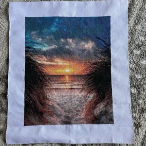 Quadro COMPLETO punto croce 15”x18” natura SPIAGGIA TRAMONTO - Foto 1 di 10