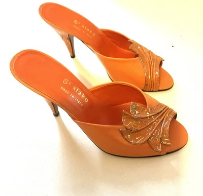 Sabot En Cuir Orange - Année 70-Shalako-taille 35,5 - Photo 1/4