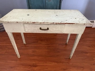 Antigua mesa de granja de la Marina de los Estados Unidos primitiva Shabby Chic consola rústica escritorio granja Foto 1 de 4