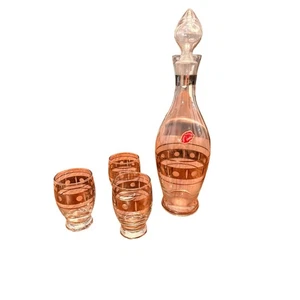 Vintage Atomic Cristal Karaffe mit Stopfen und 3 Gläsern - Bild 1 von 8