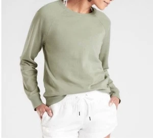 NWT Athleta organic cotton SUNDOWN SWEATSHIRT sage green size small - Picture 1 of 3