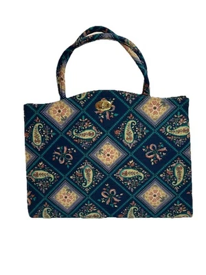 De Colección Johnny Appleseed's Bolso de Mano Cartera Paisley y Patrón Floral Cottagecore Granny Foto 1 de 4