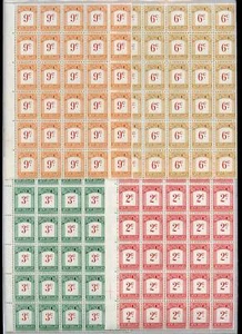SEYCHELLES 1951 POSTAGE DUES 2c to 9c UM BLOCKS cv£200 - Picture 1 of 1