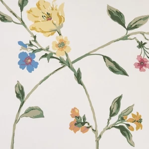 Vtg Thibaut Wallpaper Cream Floral 1 Double Roll 60.75 Sq Ft Pattern T7278 2 USA - Picture 1 of 12