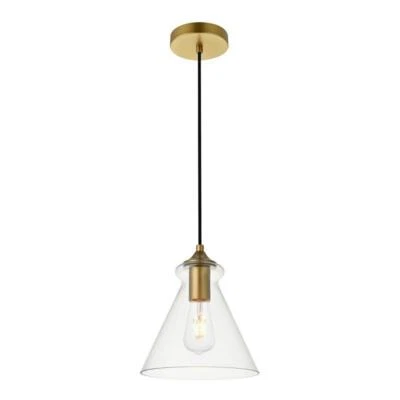 Colgante de metal Living District Destry de 1 luz en cromo y transparente Foto 1 de 3