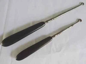 Antico comò toeletta in acciaio legno nero gancio bottoni ebano albero x 2 - Foto 1 di 10