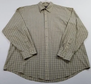 Van Heusen Button Up Shirt Mens Large Yellow Blue Black Plaid Pocket Long Sleeve - Picture 1 of 9