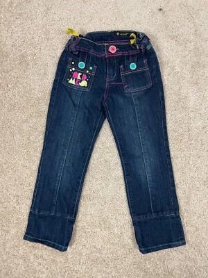 Pantalones de mezclilla Akdmks para niñas jóvenes 23x18 elásticos regulares rectos bordados azules Foto 1 de 4