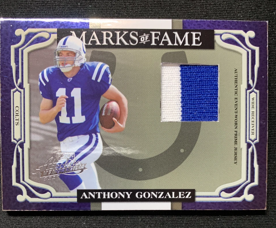 Anthony Gonzalez 2007 Absolute Marks of Fame Game Worn Patch Card #/50 EX - Image 1 of 2