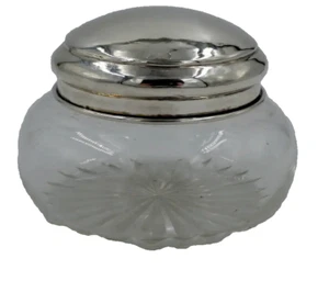 Vintage massives Sterlingsilber & geschliffenes Glas oder Dressing Topf (2152/9/OOP) - Bild 1 von 5